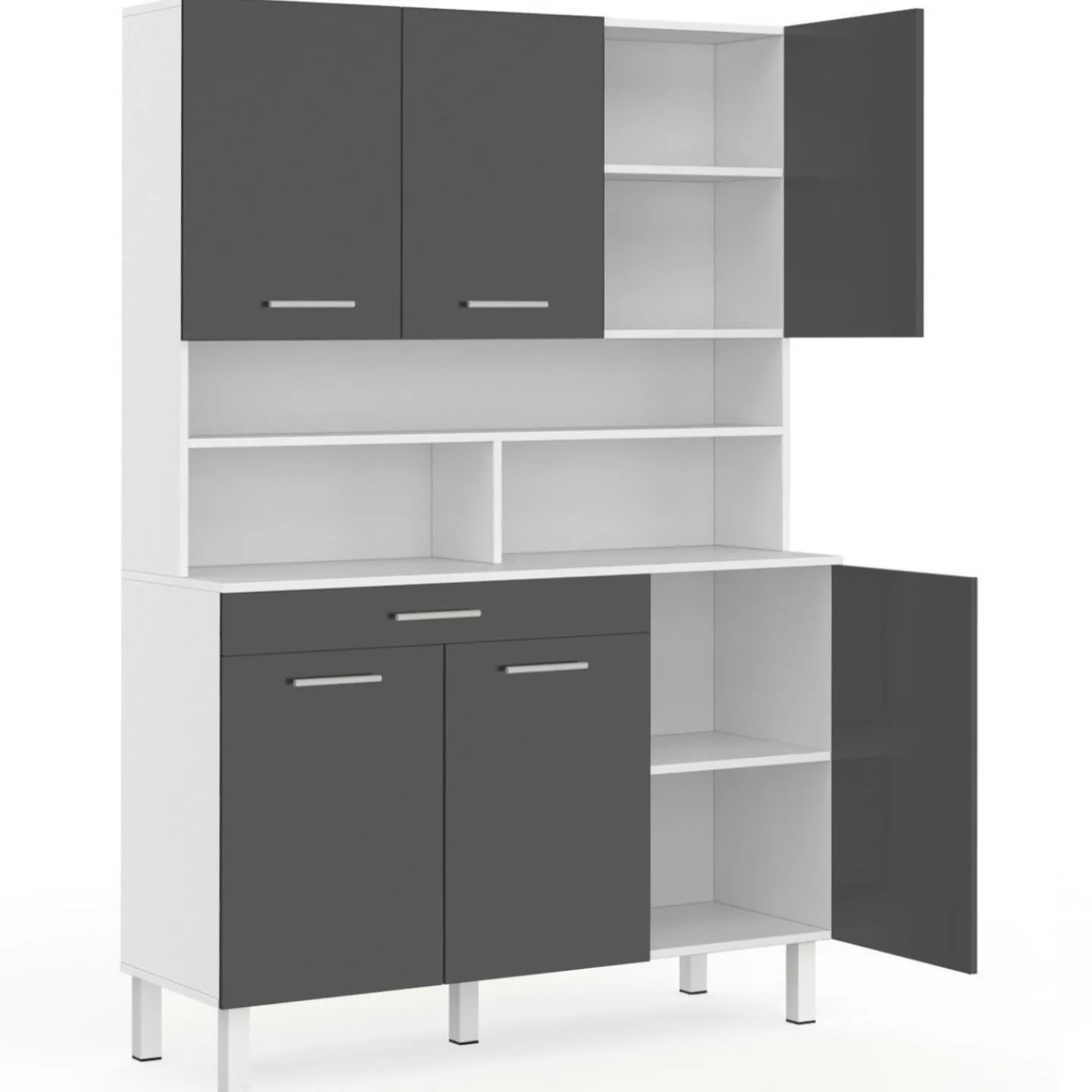 Buffet de cuisine vaisselier gris et blanc 120 cm*IDMarket Online