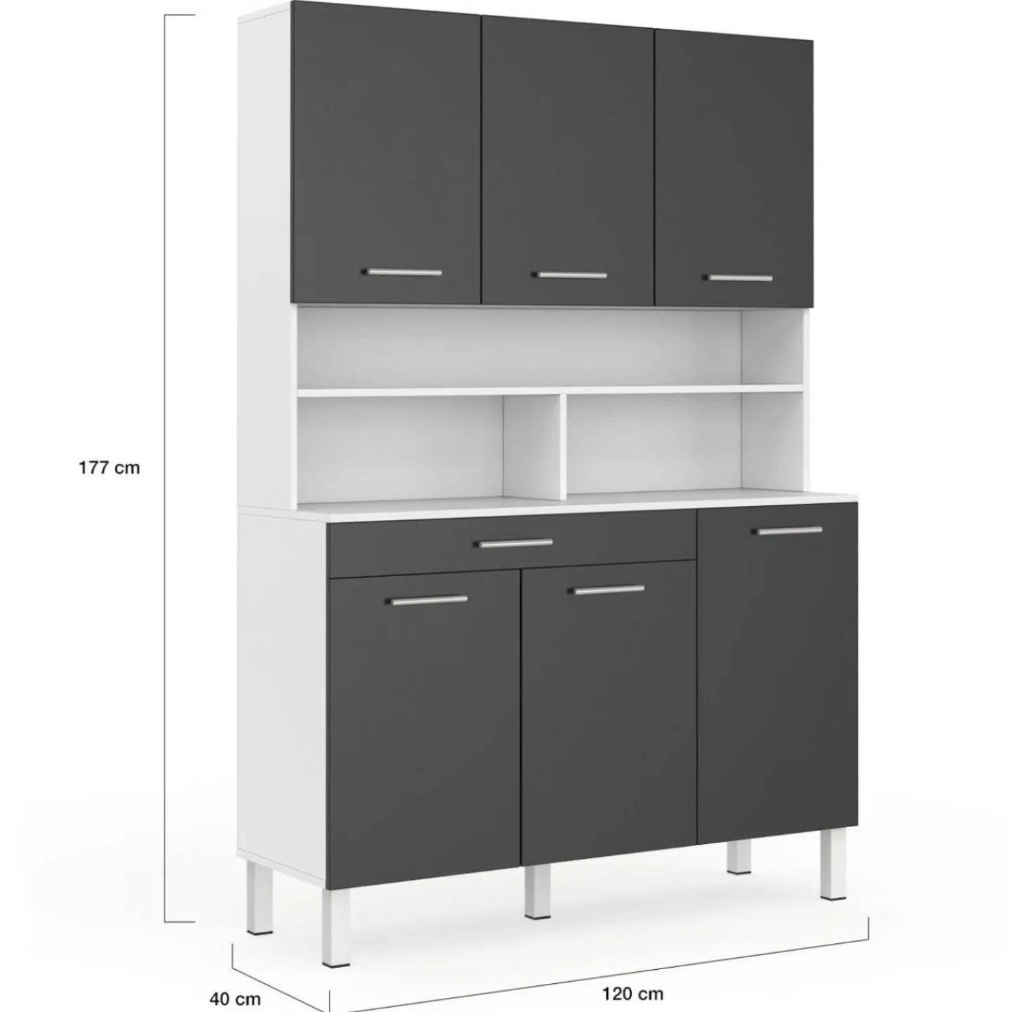 Buffet de cuisine vaisselier gris et blanc 120 cm*IDMarket Online