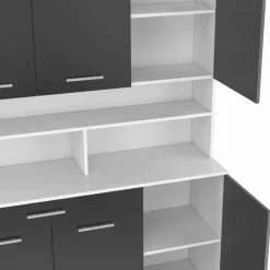 Buffet de cuisine vaisselier gris et blanc 120 cm*IDMarket Online
