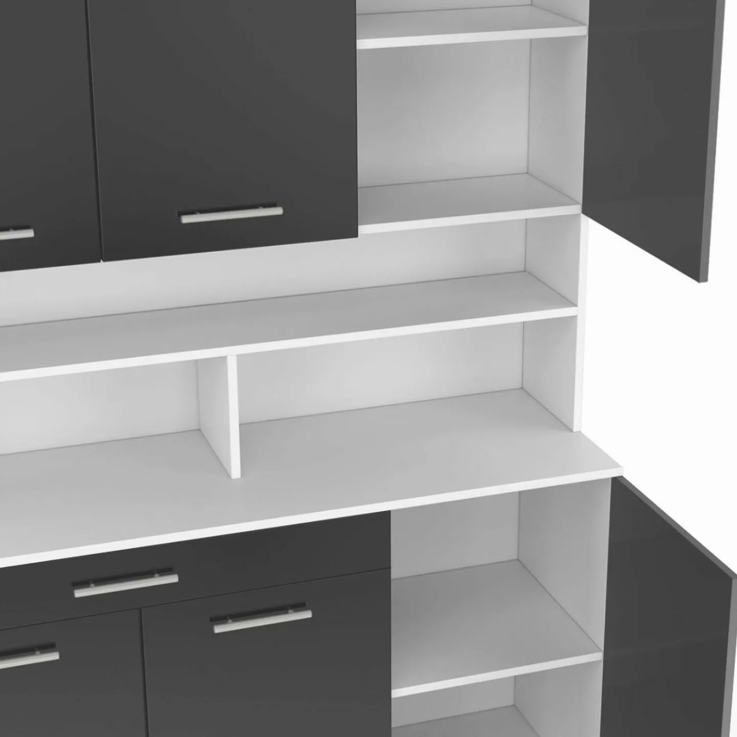 Buffet de cuisine vaisselier gris et blanc 120 cm*IDMarket Online
