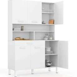 Buffet de cuisine vaisselier blanc brillant 120 cm*IDMarket Outlet