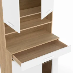 Buffet de cuisine vaisselier blanc et bois façon hêtre 80 cm*IDMarket Sale