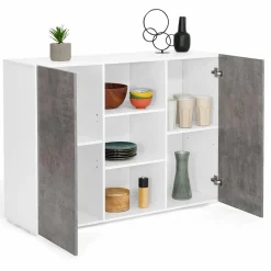 Buffet effet béton et blanc 2 portes*IDMarket Sale