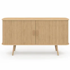 Buffet en bois 140 cm effet lattes avec 2 portes coulissantes*IDMarket Clearance