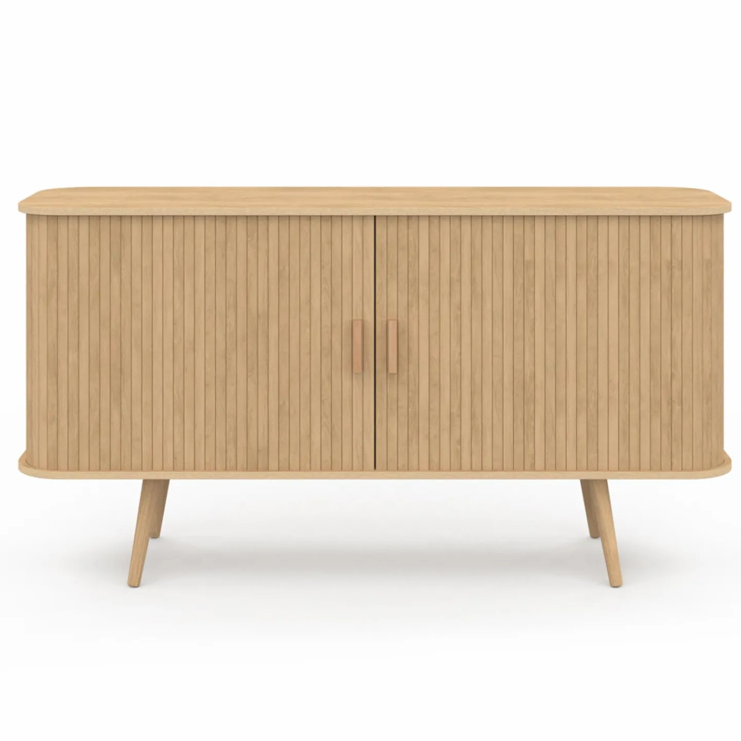 Buffet en bois 140 cm effet lattes avec 2 portes coulissantes*IDMarket Clearance