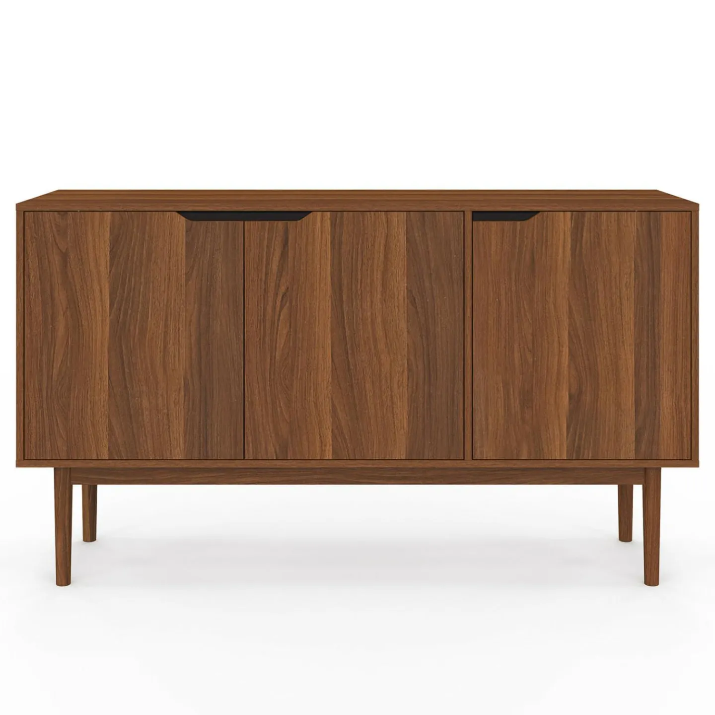 Buffet en bois 140 cm vintage avec 3 portes effet noyer*IDMarket