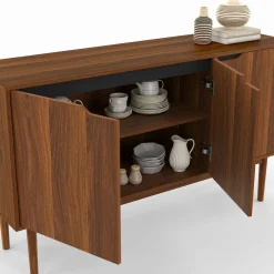 Buffet en bois 140 cm vintage avec 3 portes effet noyer*IDMarket