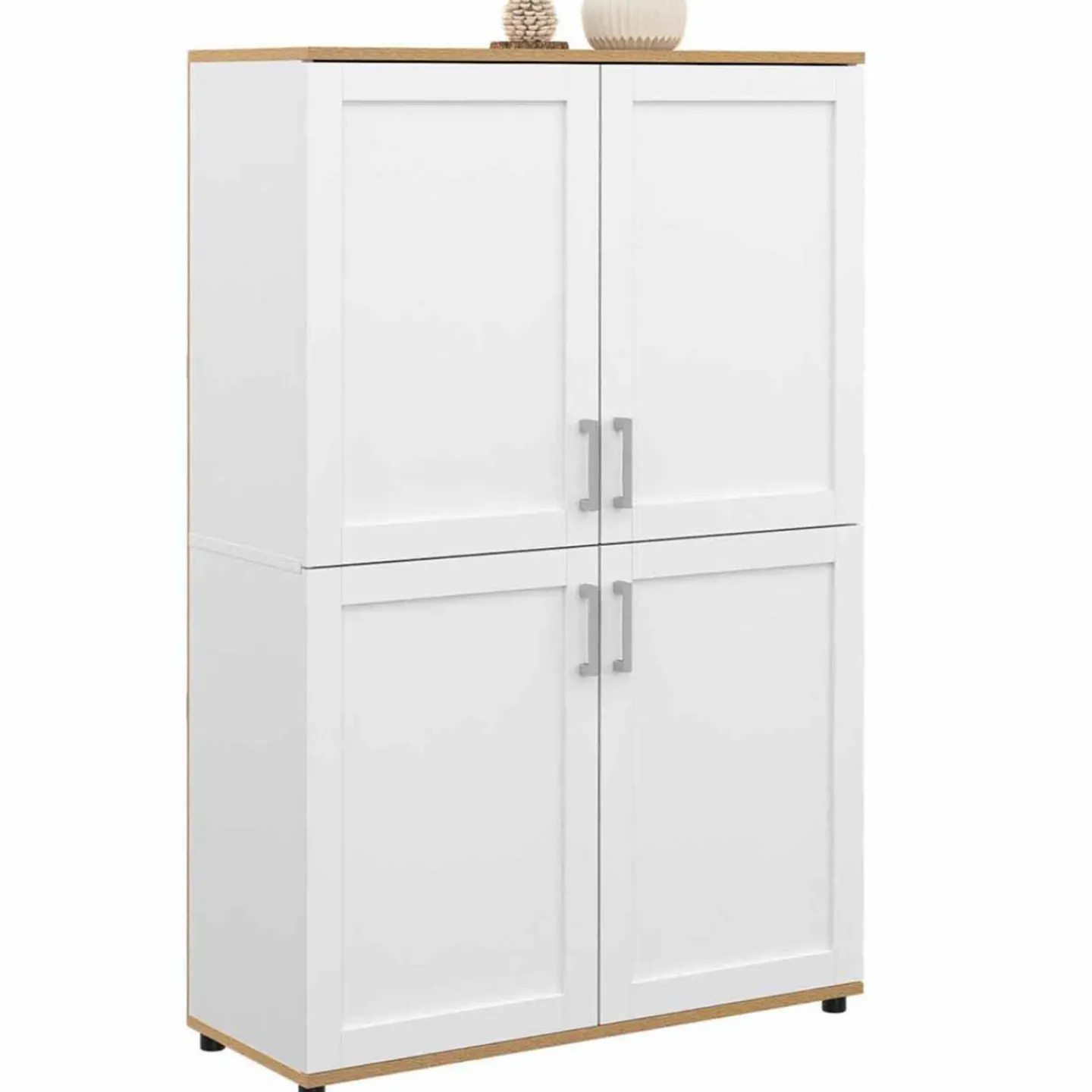 Buffet haut blanc et bois avec 4 portes 125 cm*IDMarket Sale