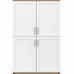 Buffet haut blanc et bois avec 4 portes 125 cm*IDMarket Sale