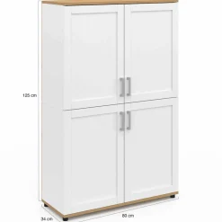 Buffet haut blanc et bois avec 4 portes 125 cm*IDMarket Sale