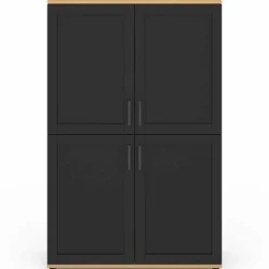 Buffet haut noir et bois avec 4 portes 125 cm*IDMarket Best