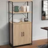 Buffet haut style industriel 2 portes avec étagères*IDMarket