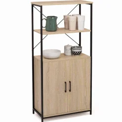Buffet haut style industriel 2 portes avec étagères*IDMarket