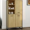 Buffet haut style industriel 160 cm bois et métal avec rangement*IDMarket Best