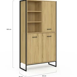 Buffet haut style industriel 160 cm bois et métal avec rangement*IDMarket Best