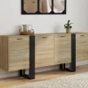 Buffet industriel 200 cm enfilade XXL bois et noir*IDMarket Hot