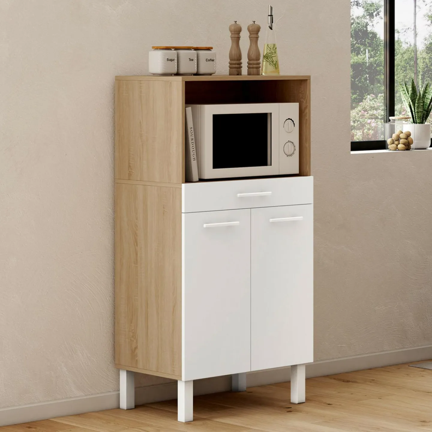 Buffet mi-haut 60 cm 1 tiroir 2 portes blanc*IDMarket Hot