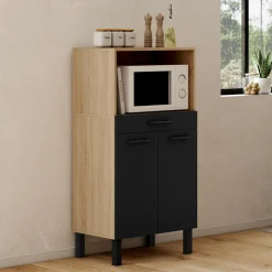 Buffet mi-haut 60 cm 1 tiroir 2 portes noir*IDMarket Outlet