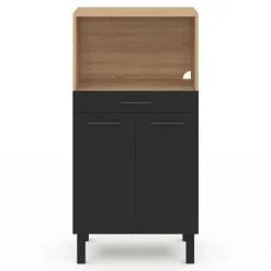 Buffet mi-haut 60 cm 1 tiroir 2 portes noir*IDMarket Outlet