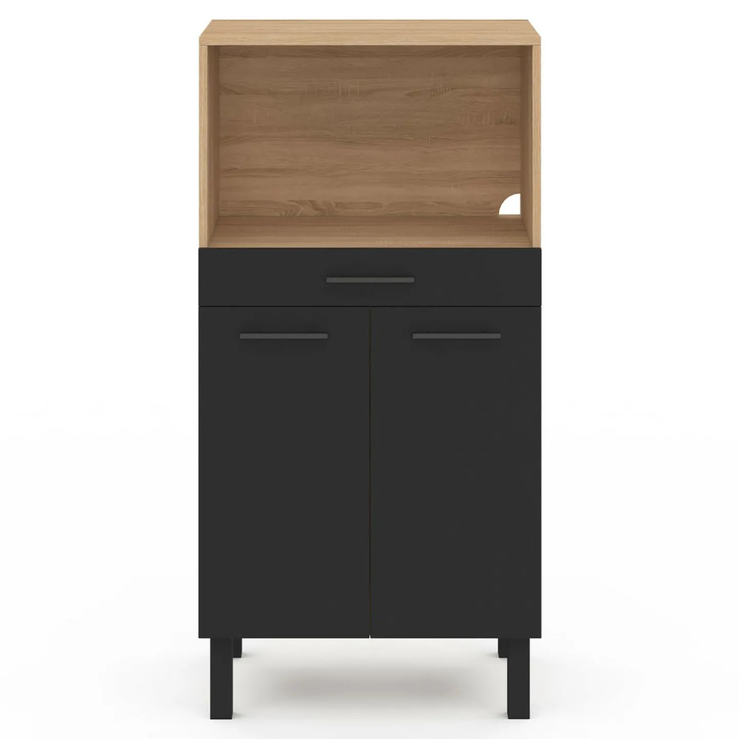 Buffet mi-haut 60 cm 1 tiroir 2 portes noir*IDMarket Outlet