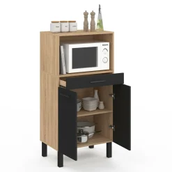 Buffet mi-haut 60 cm 1 tiroir 2 portes noir*IDMarket Outlet