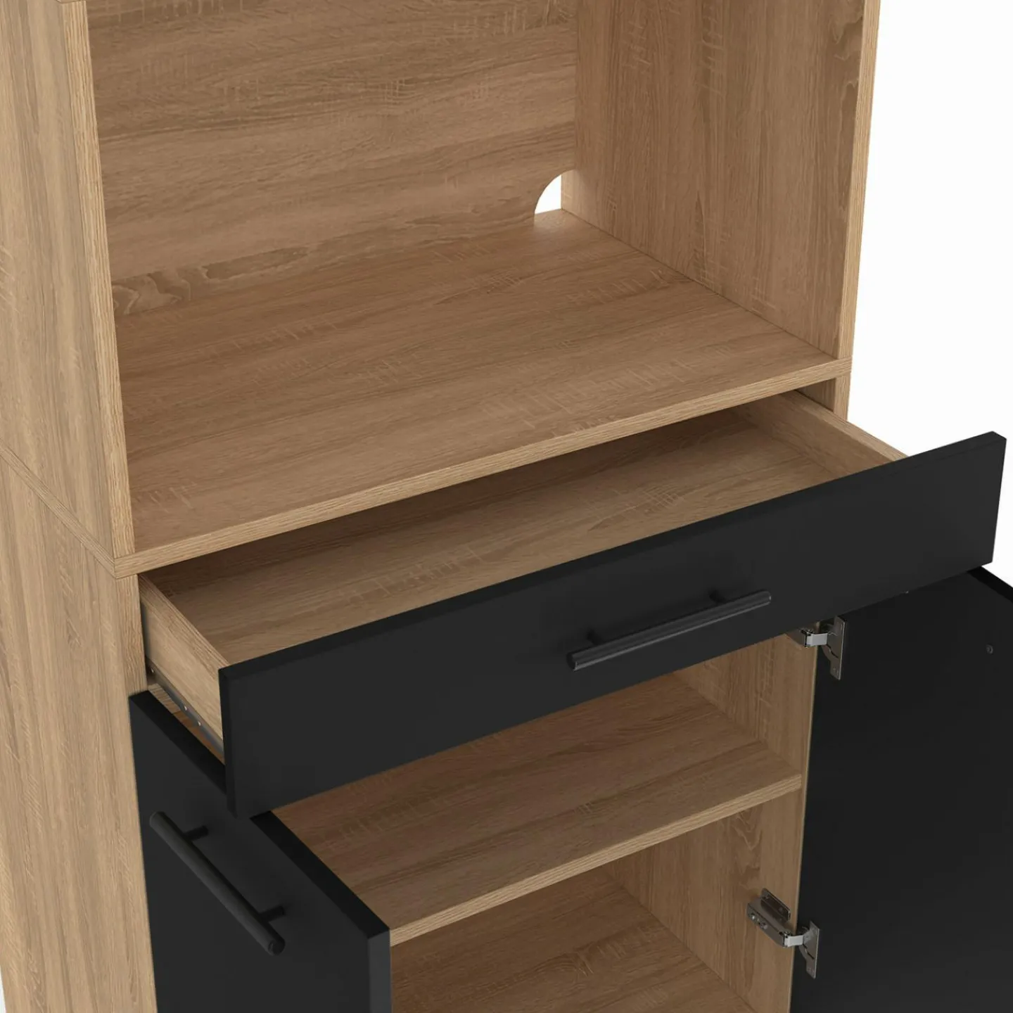 Buffet mi-haut 60 cm 1 tiroir 2 portes noir*IDMarket Outlet