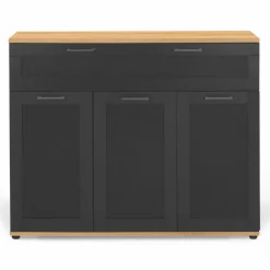 Buffet noir et bois 3 portes et 1 tiroir*IDMarket Best