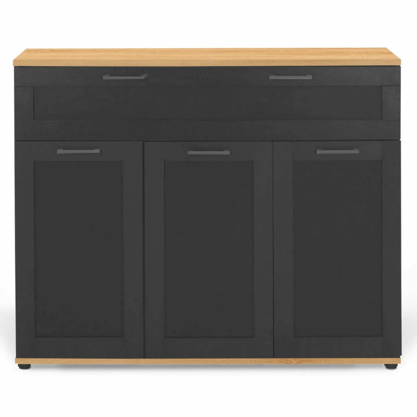 Buffet noir et bois 3 portes et 1 tiroir*IDMarket Best