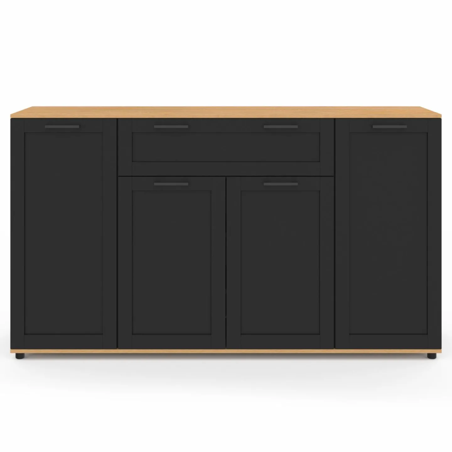 Buffet noir et bois 4 portes 1 tiroir*IDMarket Clearance