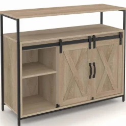 Buffet portes coulissantes grange bois clair effet vieilli*IDMarket Sale