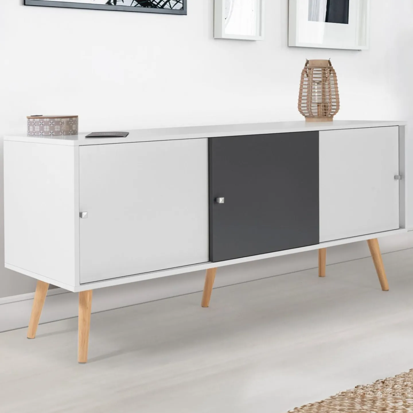 Buffet scandinave bois blanc et gris EFFIE*IDMarket Sale