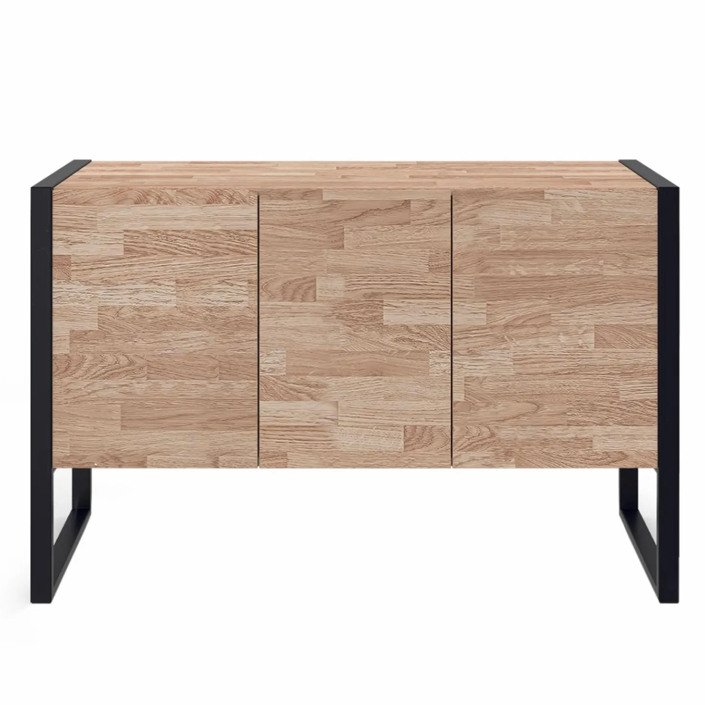 Buffet style industriel 3 portes bois et noir surélevé*IDMarket Discount