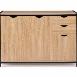 Buffet style industriel bois et métal noir 110 cm*IDMarket Discount