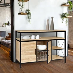 Buffet style industriel bois et métal noir 100 cm*IDMarket Sale