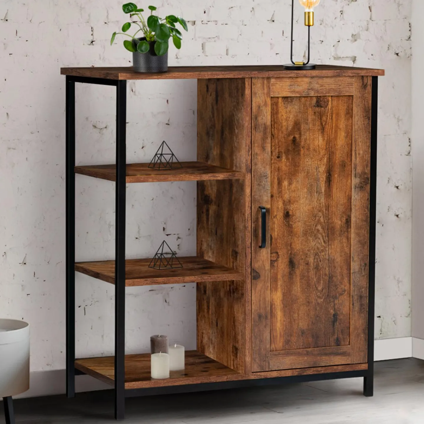 Buffet style industriel effet bois vieilli 70 cm*IDMarket New