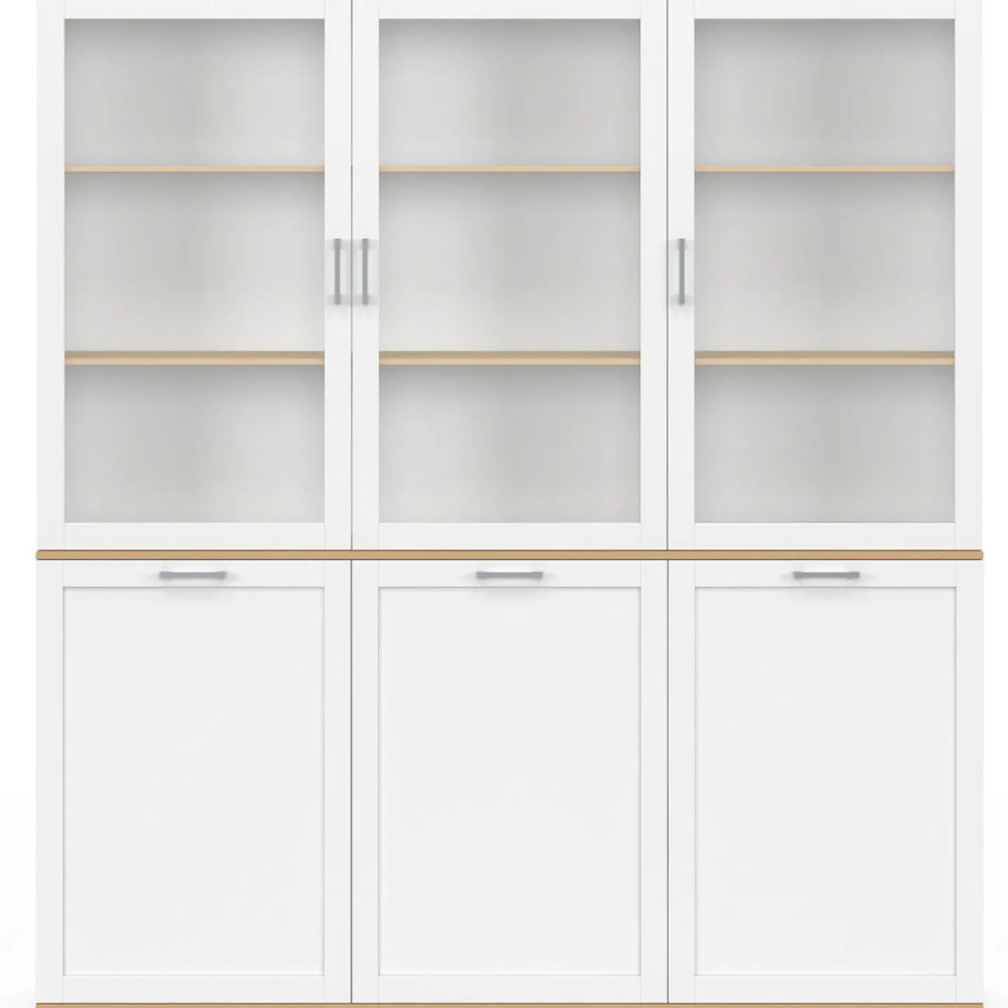 Buffet vaisselier 160 cm meuble de cuisine 6 portes blanc et bois*IDMarket Sale