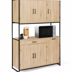 Buffet vaisselier industriel 120 cm 6 portes 1 tiroir*IDMarket Hot