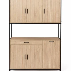 Buffet vaisselier industriel 120 cm 6 portes 1 tiroir*IDMarket Hot