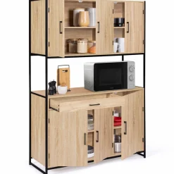 Buffet vaisselier industriel 120 cm 6 portes 1 tiroir*IDMarket Hot