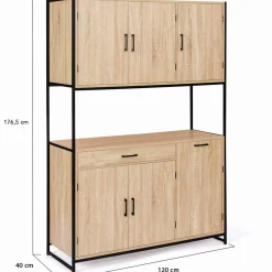 Buffet vaisselier industriel 120 cm 6 portes 1 tiroir*IDMarket Hot