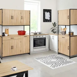 Buffet vaisselier industriel 120 cm 6 portes 1 tiroir*IDMarket Hot