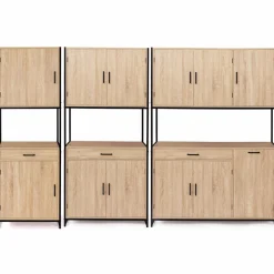 Buffet vaisselier industriel 120 cm 6 portes 1 tiroir*IDMarket Hot