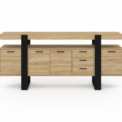 Buffet XXL 180 cm 4 portes 3 tiroirs bois et noir*IDMarket Best