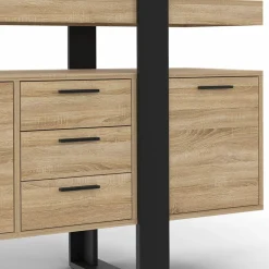 Buffet XXL 180 cm 4 portes 3 tiroirs bois et noir*IDMarket Best