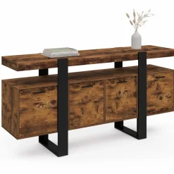 Buffet XXL 4 portes bois effet vieilli et noir 160 cm*IDMarket Sale
