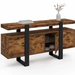 Buffet XXL 4 portes bois effet vieilli et noir 160 cm*IDMarket Sale