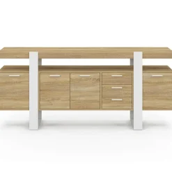 Buffet XXL bois et blanc industriel 180 cm 4 portes 3 tiroirs*IDMarket New