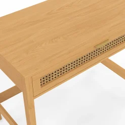 Bureau 1 tiroir bois et cannage 90*50*IDMarket Best