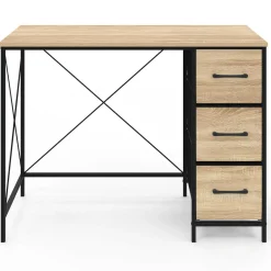 Bureau 3 tiroirs design industriel en tissu bois et noir*IDMarket Clearance