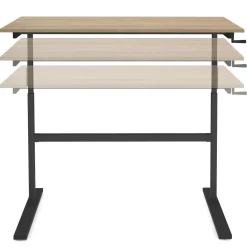 Bureau assis debout à manivelle hauteur réglable 70 - 120 cm bois façon hêtre et noir*IDMarket Hot